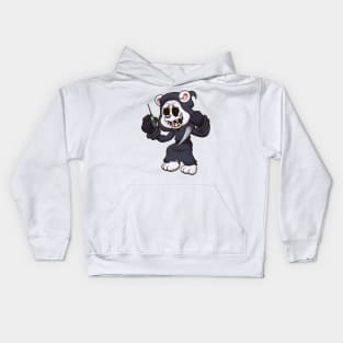 Teddy Bear Ghost Scream With Knife And Phone Kids Hoodie